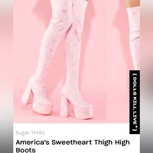 Dolls Kill Americas Sweetheart Thigh High Boots
